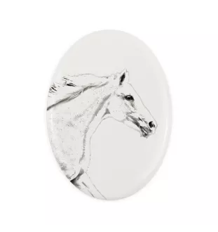 Tschechisches Warmblut - Gedenktafel mit einem Pferdefoto, Grabplatte mit Druck, personalisierte ovale Platte von Art-Dog.