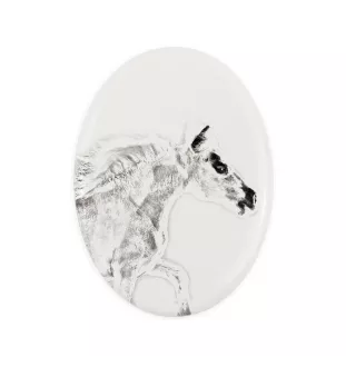 Falabella - Gedenktafel mit einem Pferdefoto, Grabplatte mit Druck, personalisierte ovale Platte von Art-Dog.