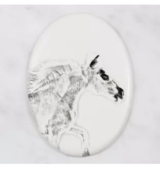 Falabella - Gedenktafel mit einem Pferdefoto, Grabplatte mit Druck, personalisierte ovale Platte von Art-Dog.