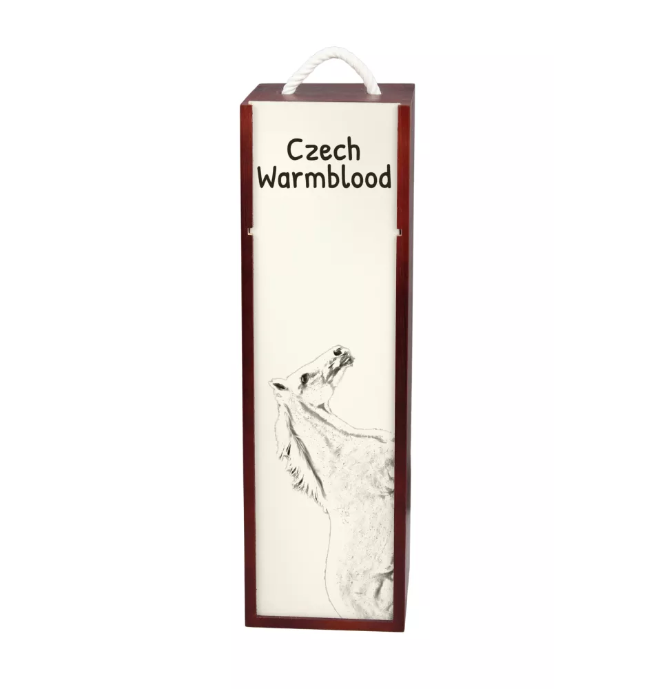 Cheval de sang tchèque - boîte à vin avec un cheval, boîte à alcool avec une illustration, boîte cadeau personnalisée de la marque Art-Dog
