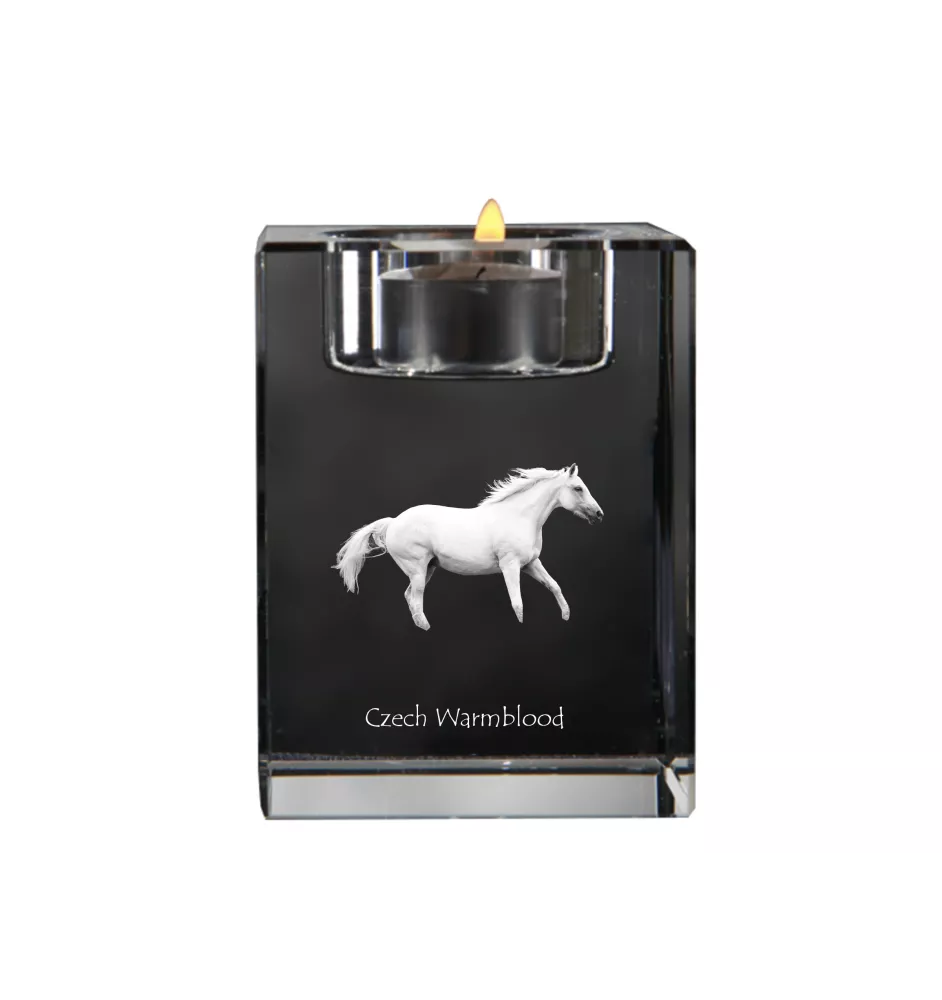 Czech Warmblood - Candle holder with picture of a horse, crystal tealight holder, personalised gift by Art-Dog brand