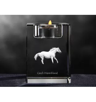 Cheval de sang tchèque - Bougeoir avec image d'un cheval, porte bougie en cristal, cadeau personnalisé par la marque Art-Dog