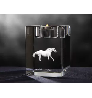 Tschechisches Warmblut - Kerzenhalter mit Bild eines Pferdes, Teelichthalter aus Kristall, personalisiertes Geschenk der Marke Art-Dog