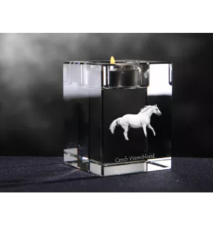 Cheval de sang tchèque - Bougeoir avec image d'un cheval, porte bougie en cristal, cadeau personnalisé par la marque Art-Dog