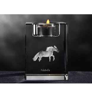Falabella - Candle holder with picture of a horse, crystal tealight holder, personalised gift by Art-Dog brand