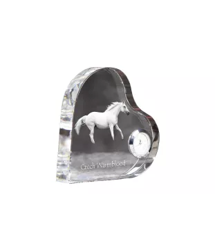 Cheval de sang tchèque - horloge en cristal avec une photo de cheval, horloge de table en forme de cœur, horloge debout personnalisée de la marque Art-Dog