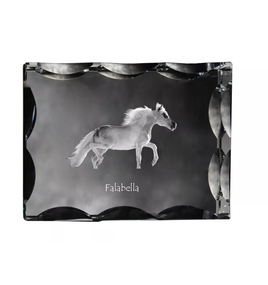 Falabella - Kristall mit einem Pferdebild, Glasstatuette mit einem Bild, einzigartiger Bilderrahmen der Marke Art-Dog