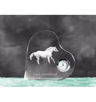 Cheval de sang tchèque - horloge en cristal avec une photo de cheval, horloge de table en forme de cœur, horloge debout personnalisée de la marque Art-Dog