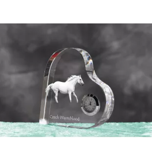 Tschechisches Warmblut - Kristalluhr mit einem Pferdebild, Herzregal-Uhr, personalisierte Standuhr der Marke Art-Dog