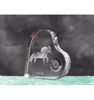 Falabella - crystal clock with a picture of a horse, heart-shaped shelf clock, personalized standing clock by Art-Dog brand