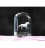 Czech Warmblood - crystal cube with a photo, photo of a horse in crystal, cubic paperweight from Art-Dog brand