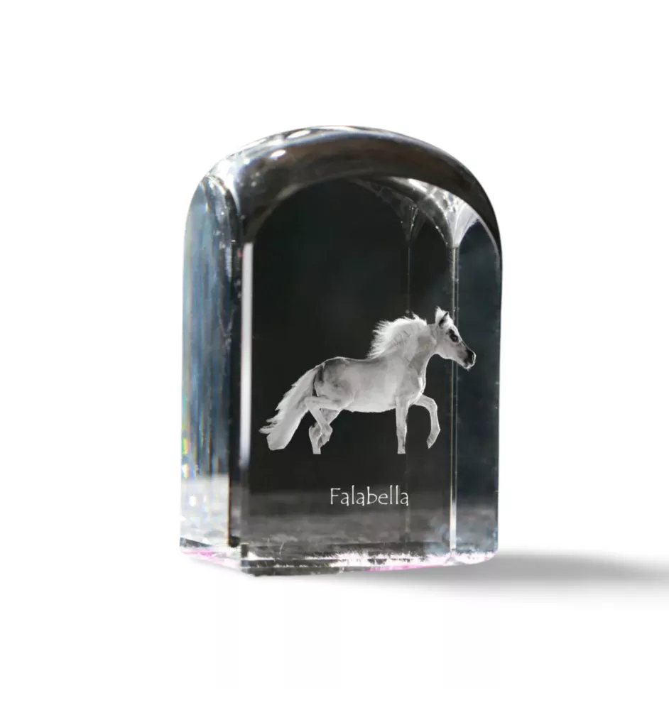 Falabella - Kristallwürfel mit Bild, Pferdebild im Kristall, sechseckiger Papierclip der Marke Art-Dog