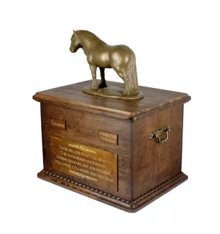 Fell Pony Mare - urn for horse ashes with a statuette, personalized urn with engraving, large box for horse ashes from the Art-Dog brand