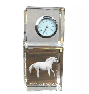 Cheval de sang tchèque - montre en cristal avec photo, photo de cheval dans le cristal, horloge de bureau personnalisée de la marque Art-Dog