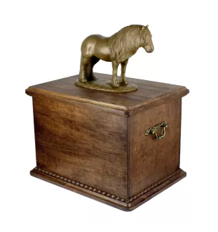 Kuc Fell - klacz drewniana urna z statuetką z brązu Art-Dog