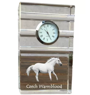 Tschechisches Warmblut - Glasuhr mit Foto, Pferdefoto im Kristall, personalisierte Tischuhr für das Büro der Marke Art-Dog