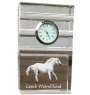 Czech Warmblood - glass clock with a photo, photo of a horse in crystal, personalized standing office clock by Art-Dog brand