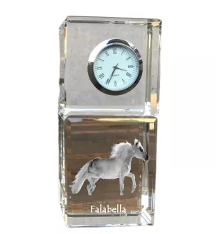 Falabella - crystal clock with a photo, photo of a horse in crystal, personalized desk clock by Art-Dog brand
