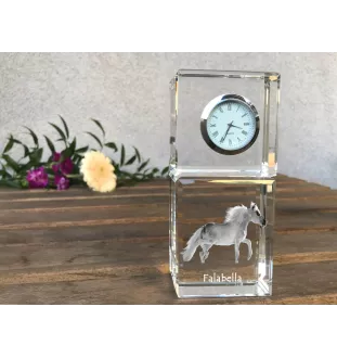 Falabella - crystal clock with a photo, photo of a horse in crystal, personalized desk clock by Art-Dog brand