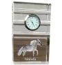 Falabella - horloge en verre avec photo, photo de cheval dans un cristal, horloge de bureau personnalisée de la marque Art-Dog
