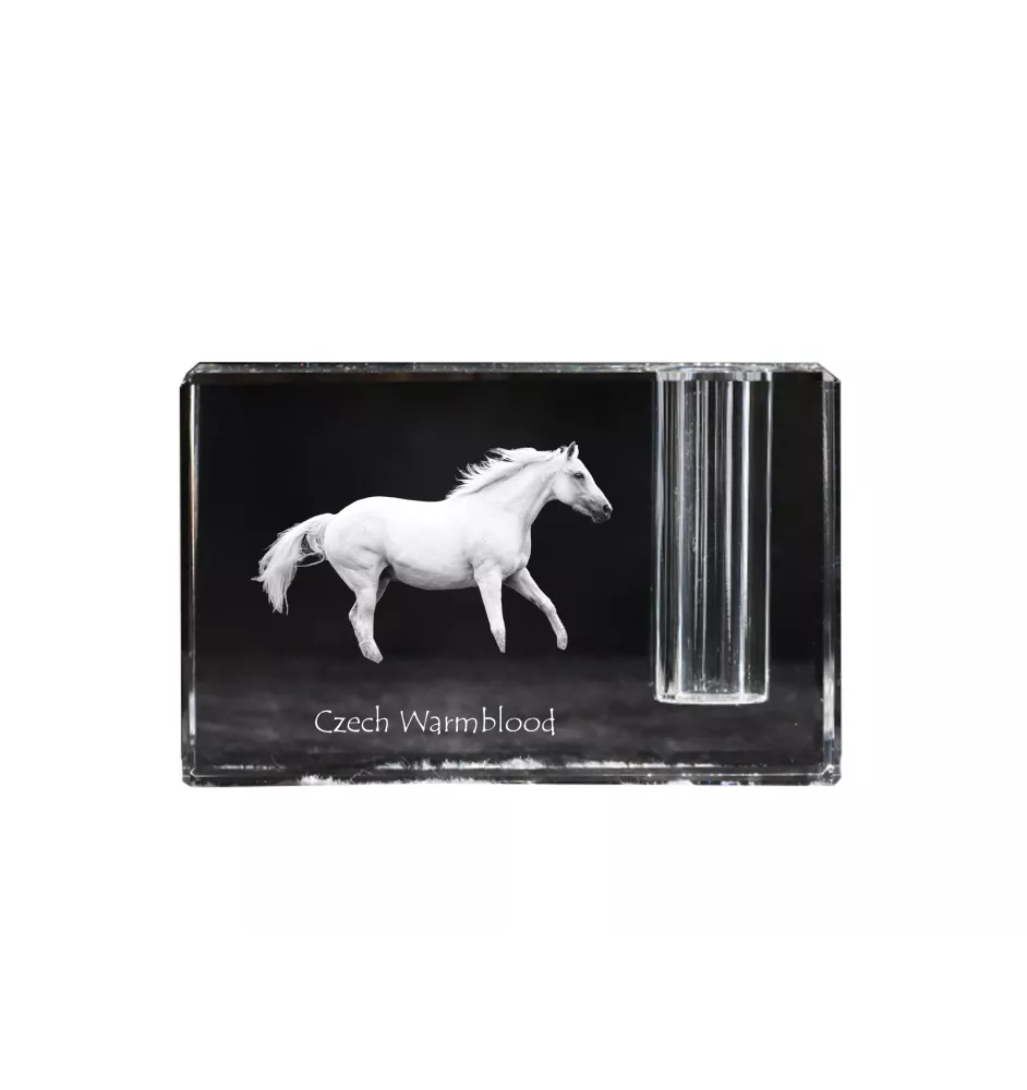 Czeski koń gorącokrwisty penholder kryształowy z koniem Art-Dog