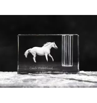 Cheval de sang tchèque - Porte-stylos, organiseur en cristal avec image d'un cheval, décoration de bureau unique par la marque Art-Dog