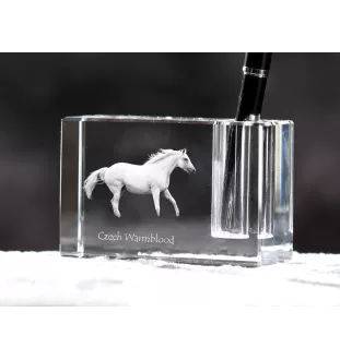 Cheval de sang tchèque - Porte-stylos, organiseur en cristal avec image d'un cheval, décoration de bureau unique par la marque Art-Dog