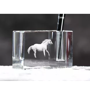 Czeski koń gorącokrwisty penholder kryształowy z koniem Art-Dog