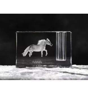 Falabella - Pen stand, crystal organiser with picture of a horse, unique desk decoration by Art-Dog brand