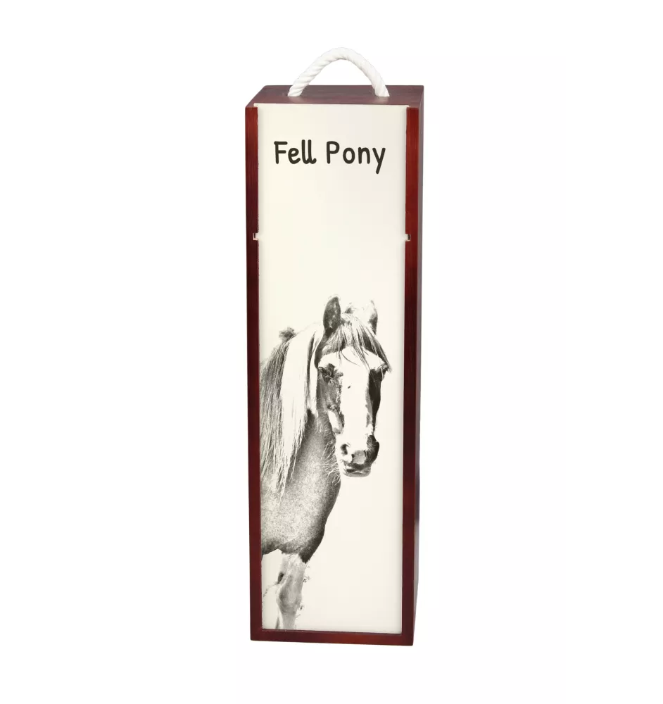 Poney Fell - boîte à vin avec un cheval, boîte à alcool avec une illustration, boîte cadeau personnalisée de la marque Art-Dog