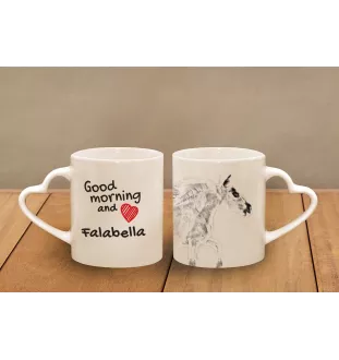 Falabella - cup with a dog, adorable cup with a heart-shaped handle, universal gift from the Art-Dog brand