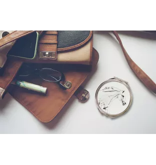 Tschechisches Warmblut - Taschenspiegel mit Pferd, personalisierter Taschenspiegel, kompakter Spiegel mit Art-Dog-Logo