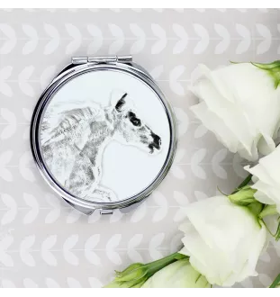 Falabella - pocket mirror with a horse, personalized mirror for a purse, compact mirror with Art-Dog brand print