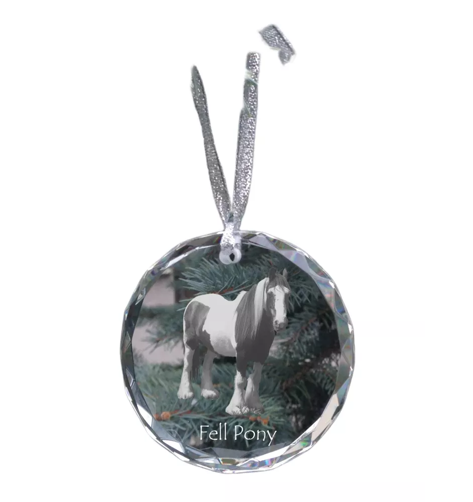 Fell Pony - crystal bauble with a photo, horse photo in crystal, personalized Christmas tree ornament by Art-Dog brand