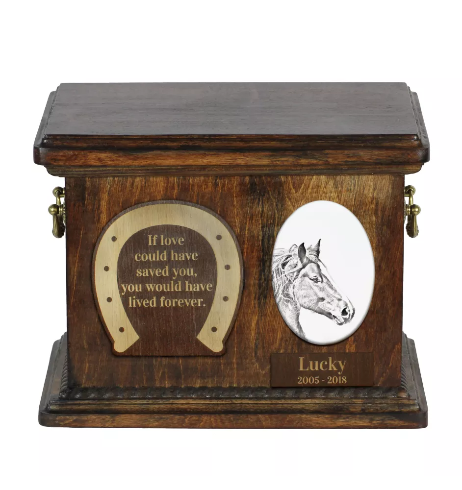 Freiberger - urn for horse ashes, urn for horse with a photo, personalized box for animal ashes by Art-Dog brand