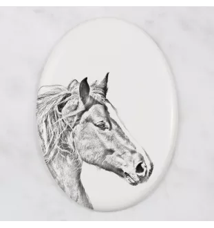 Freiberger - Gedenktafel mit einem Pferdefoto, Grabplatte mit Druck, personalisierte ovale Platte von Art-Dog.