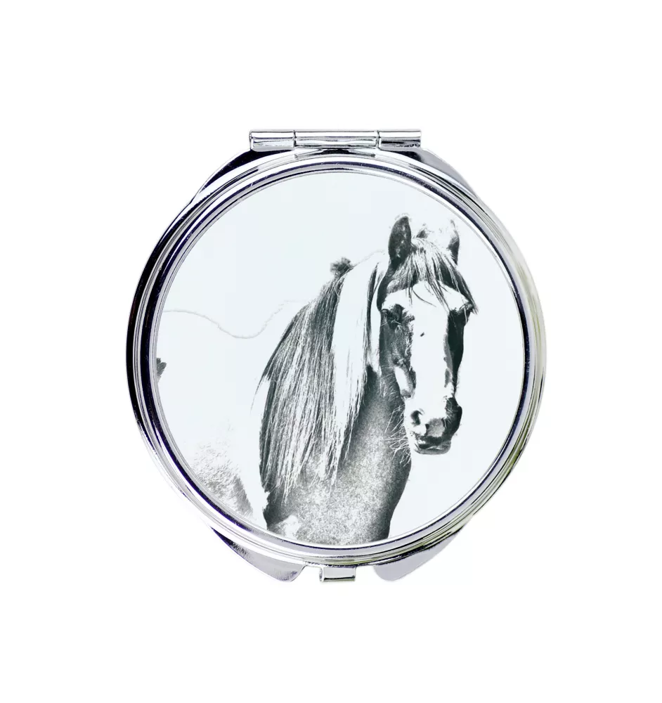 Fell Pony - pocket mirror with a horse, personalized mirror for a purse, compact mirror with Art-Dog brand print