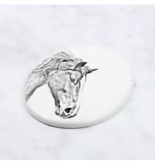 Freiberger - Gedenktafel mit einem Pferdefoto, Grabplatte mit Druck, personalisierte ovale Platte von Art-Dog.