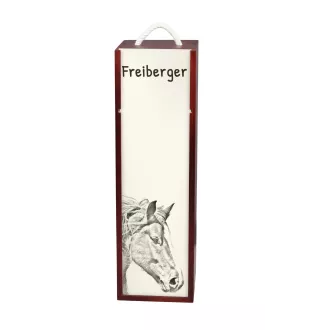 Freiberger - boîte à vin avec un cheval, boîte à alcool avec une illustration, boîte cadeau personnalisée de la marque Art-Dog
