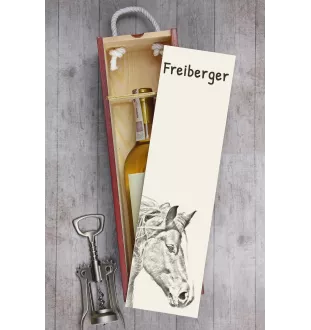 Freiberger - boîte à vin avec un cheval, boîte à alcool avec une illustration, boîte cadeau personnalisée de la marque Art-Dog