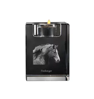 Freiberger - Bougeoir avec image d'un cheval, porte bougie en cristal, cadeau personnalisé par la marque Art-Dog