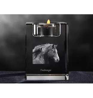 Freiberger - Candle holder with picture of a horse, crystal tealight holder, personalised gift by Art-Dog brand