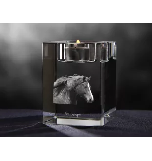 Freiberger - Bougeoir avec image d'un cheval, porte bougie en cristal, cadeau personnalisé par la marque Art-Dog