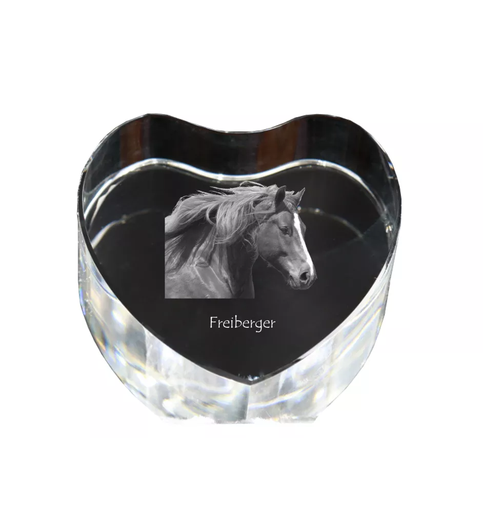 Freiberger - a photo of a horse in crystal, a crystal heart, a unique frame with a photo from the Art-Dog brand