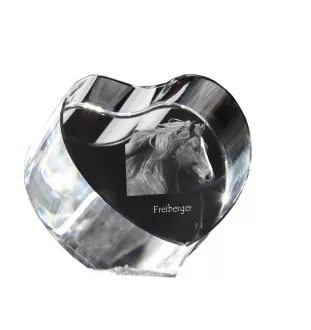 Freiberger - une photo de cheval dans un cristal, un cœur en cristal, un cadre exceptionnel avec une photo de la marque Art-Dog