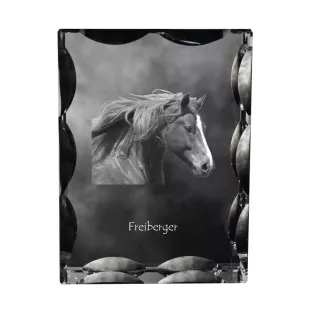 Freiberger - Kristall mit einem Pferdebild, Glasstatuette mit einem Bild, einzigartiger Bilderrahmen der Marke Art-Dog