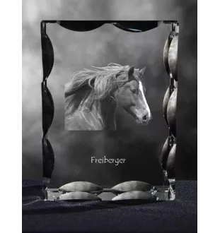 Freiberger - Kristall mit einem Pferdebild, Glasstatuette mit einem Bild, einzigartiger Bilderrahmen der Marke Art-Dog