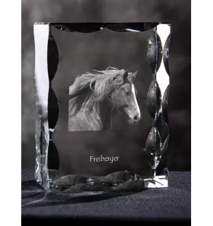 Freiberger - Kristall mit einem Pferdebild, Glasstatuette mit einem Bild, einzigartiger Bilderrahmen der Marke Art-Dog