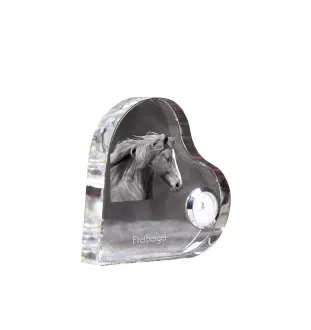Freiberger - horloge en cristal avec une photo de cheval, horloge de table en forme de cœur, horloge debout personnalisée de la marque Art-Dog