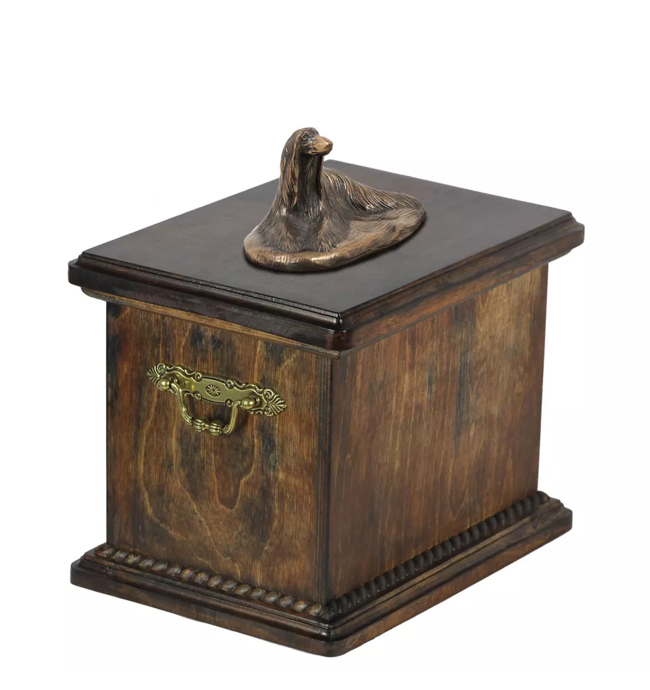 Levrier afghan, Tazi - une urne pour les cendres d'un chien, une urne avec une statuette, une urne élégante de style classique de la marque Art-Dog